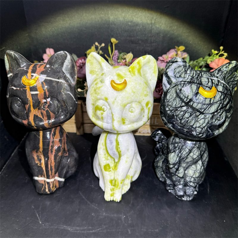 Mixed Material Moon Cat Crystal Carving wholesale product photo 2