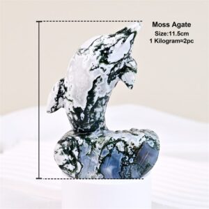 Moss Agate Dolphin Crystal Carving wholesale product photo 1