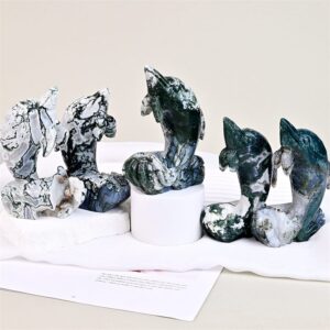 Moss Agate Dolphin Crystal Carving wholesale product photo 2