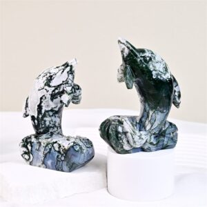 Moss Agate Dolphin Crystal Carving wholesale product photo 3