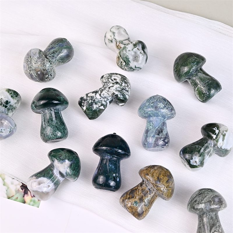 Moss Agate Mushroom Crystal Carving wholesale product photo 2