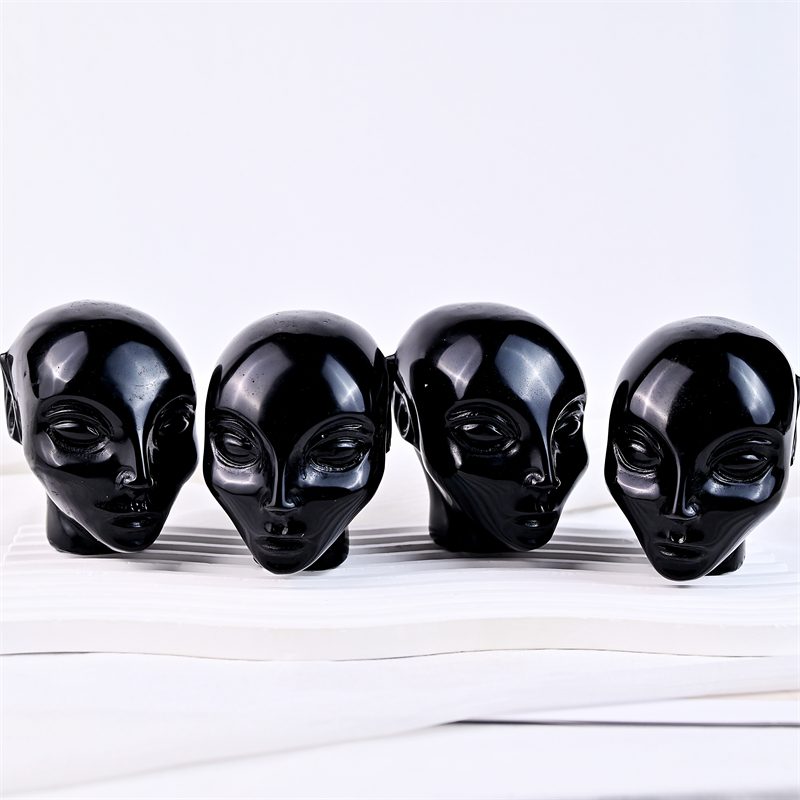 Obsidian Alien Head Crystal Carving wholesale product photo 1