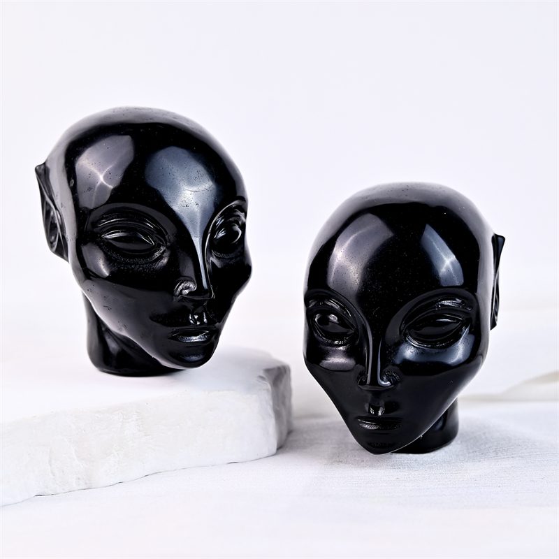 Obsidian Alien Head Crystal Carving wholesale product photo 3
