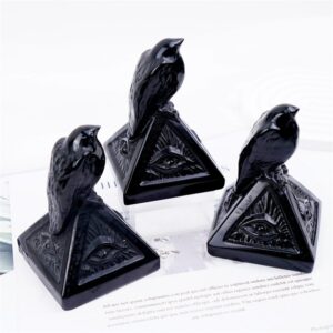 Obsidian Crow with Pyramid Crystal Carving wholesale product photo 2