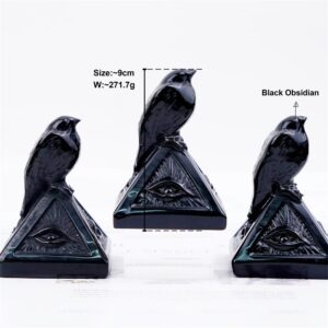Obsidian Crow with Pyramid Crystal Carving wholesale product photo 3