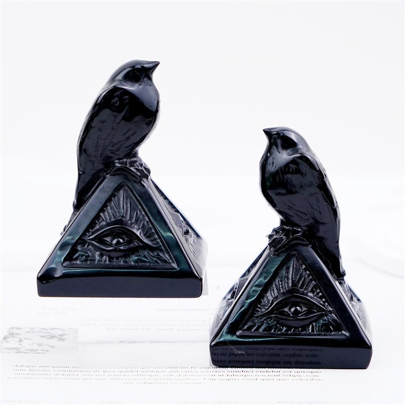 Obsidian Crow with Pyramid Crystal Carving wholesale product photo 4