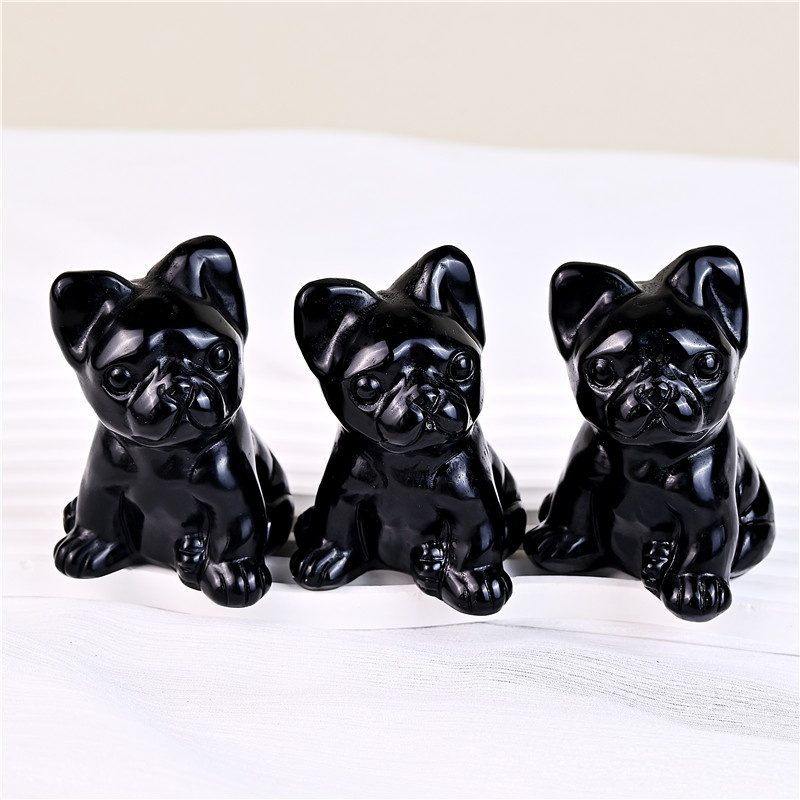 Obsidian French Bulldog Crystal Carving wholesale product photo 1