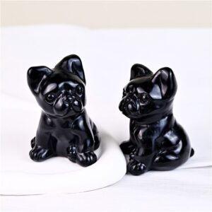 Obsidian French Bulldog Crystal Carving wholesale product photo 2