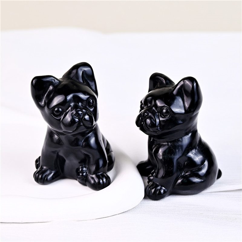 Obsidian French Bulldog Crystal Carving wholesale product photo 2