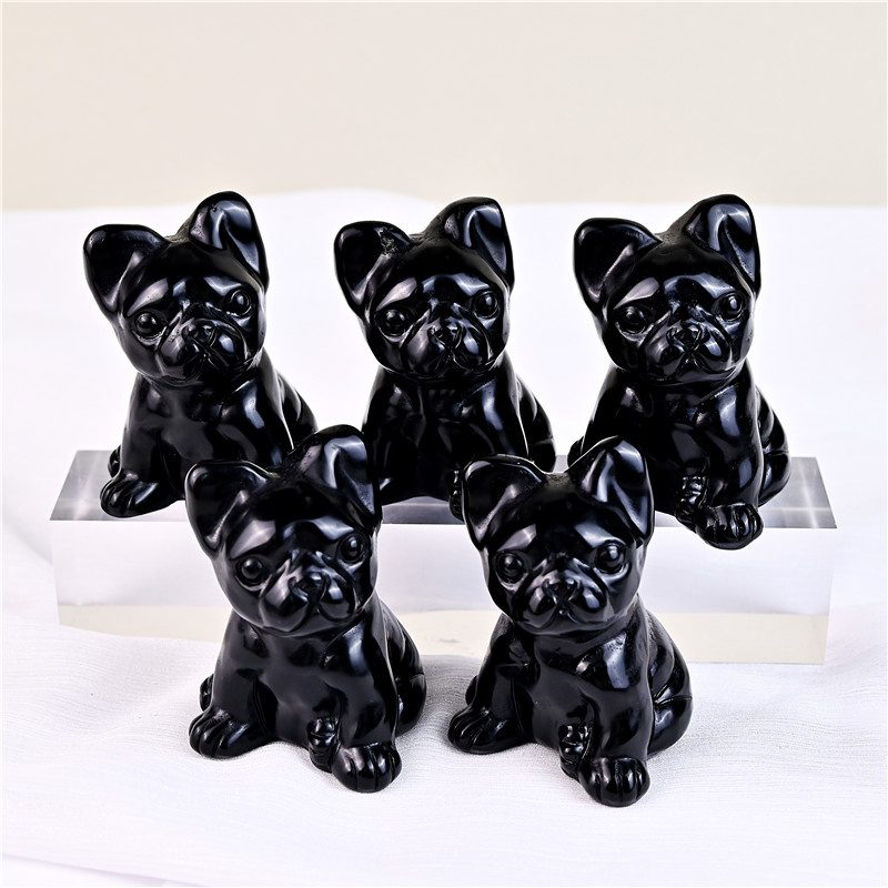 Obsidian French Bulldog Crystal Carving wholesale product photo 3