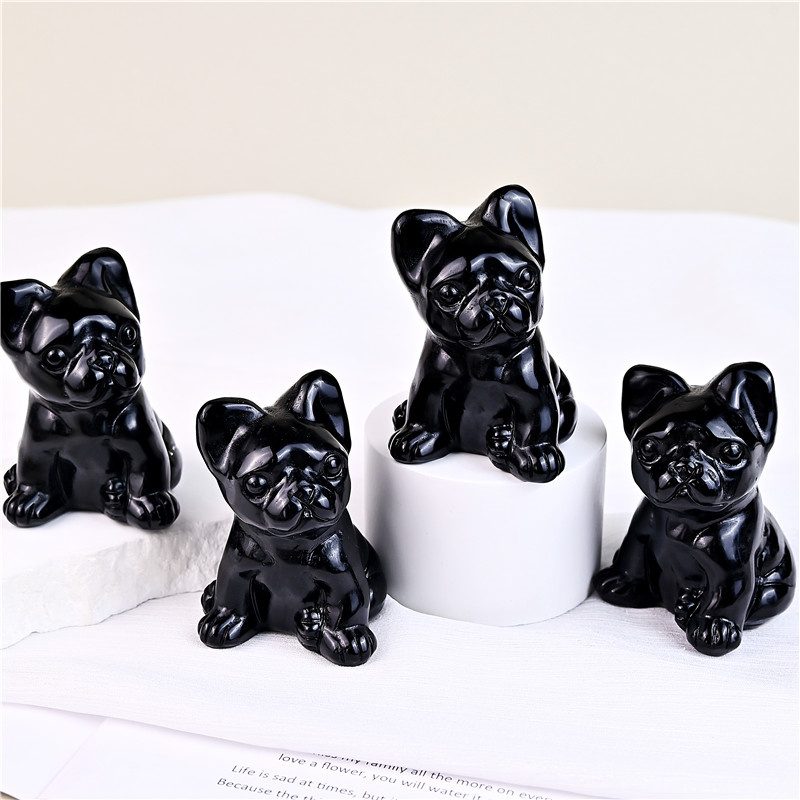 Obsidian French Bulldog Crystal Carving wholesale product photo 4