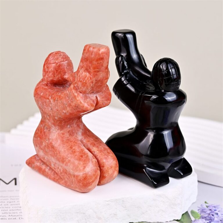 Obsidian Horn Player Crystal Carving wholesale product photo 1