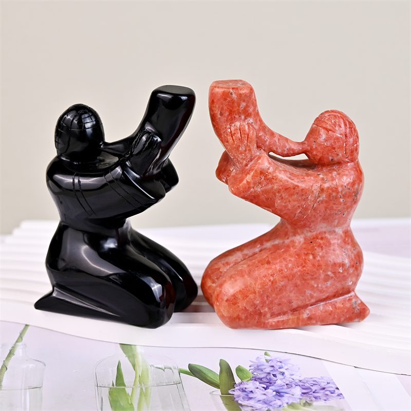 Obsidian Horn Player Crystal Carving wholesale product photo 3