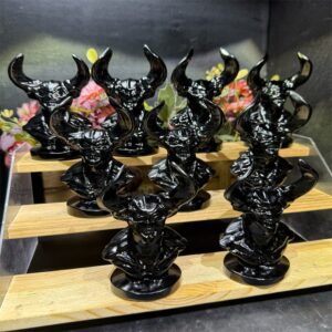 Obsidian Horned Fantasy Figure Crystal Carving wholesale product photo 1