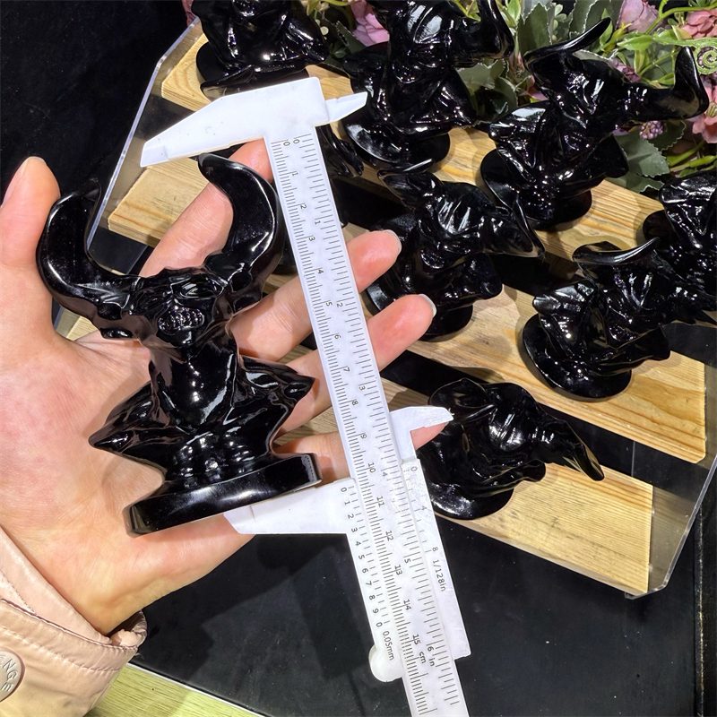 Obsidian Horned Fantasy Figure Crystal Carving wholesale product photo 4