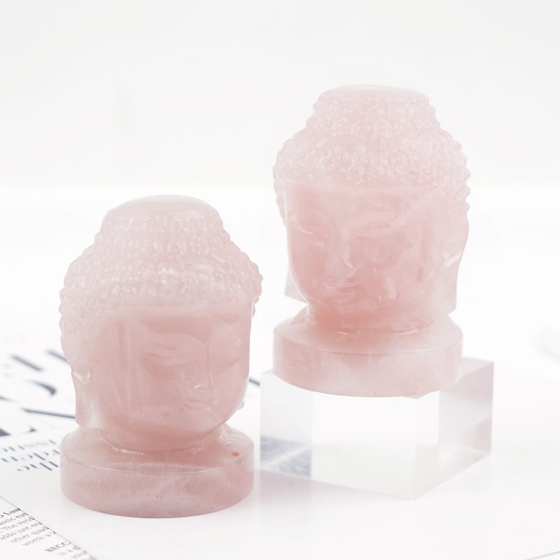 Rose Quartz Buddha Head Crystal Carving wholesale product photo 1
