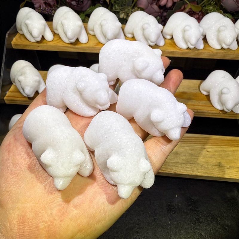 White Marble Bear Animal Crystal Carving wholesale product photo 1
