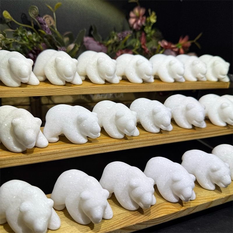 White Marble Bear Animal Crystal Carving wholesale product photo 3