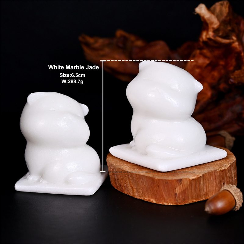 White Marble White Cat Crystal Carving wholesale product photo 4