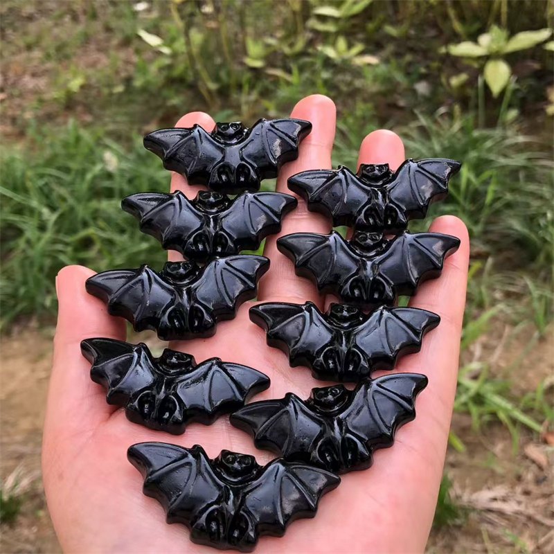 Black Obsidian Bat Crystal Carving wholesale product photo 2