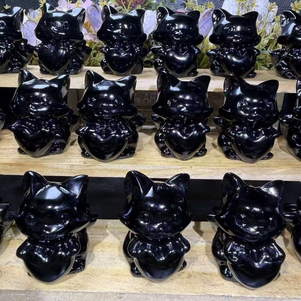 Black Obsidian Fox Crystal Carving wholesale product photo 3