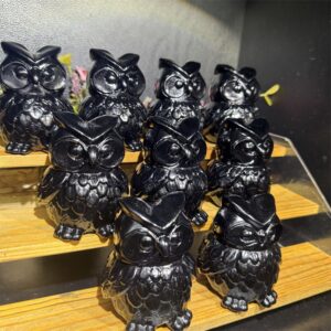 Black Obsidian Owl Crystal Carving wholesale product photo 1
