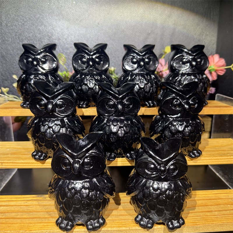 Black Obsidian Owl Crystal Carving wholesale product photo 2