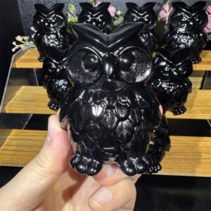 Black Obsidian Owl Crystal Carving wholesale product photo 4