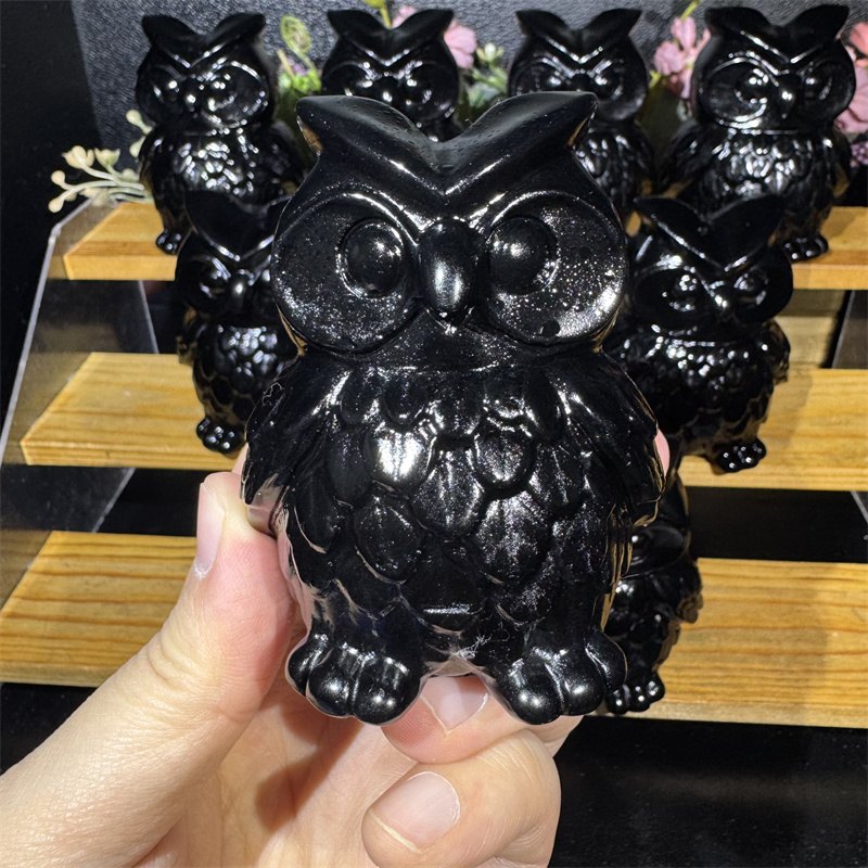 Black Obsidian Owl Crystal Carving wholesale product photo 4