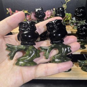 Black Obsidian Owl on Branch Crystal Carving wholesale product photo 3
