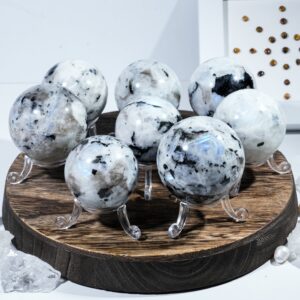 Black Spot Blue Moonstone Crystal Sphere wholesale polished crystal sphere product photo 1
