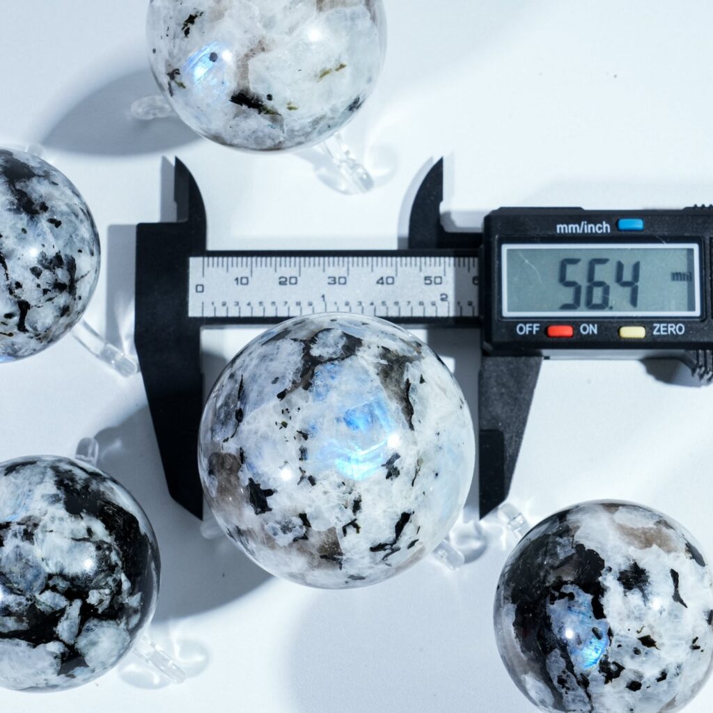 Black Spot Blue Moonstone Crystal Sphere wholesale polished crystal sphere product photo 2