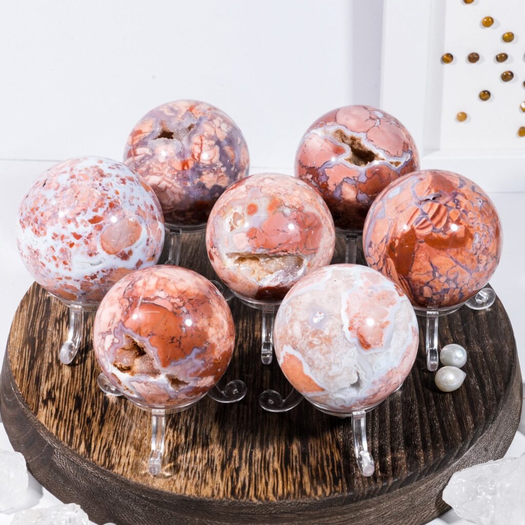 Cherry Blossom Agate Crystal Sphere wholesale polished crystal sphere product photo 2