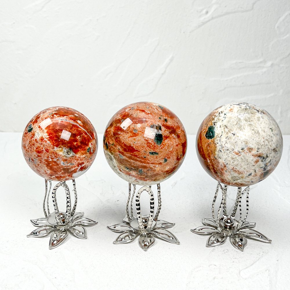 Sunstone With Blue Apatite Crystal Sphere wholesale polished crystal sphere product photo 1