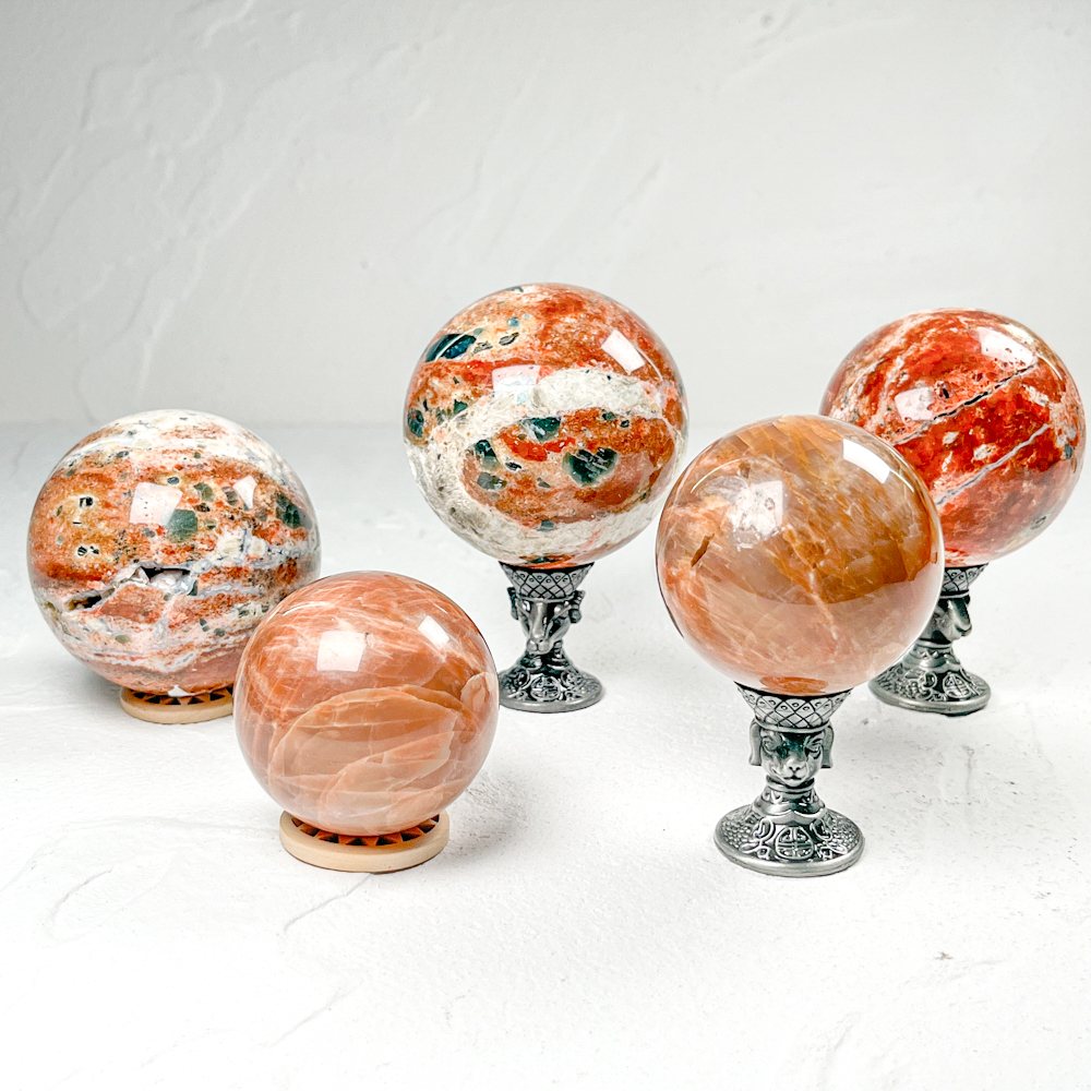 Sunstone With Blue Apatite Crystal Sphere wholesale polished crystal sphere product photo 3