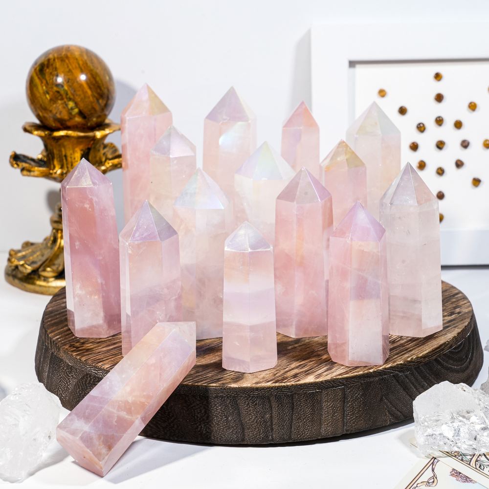 Aura Rose Quartz Crystal Tower wholesale crystal tower product photo 3