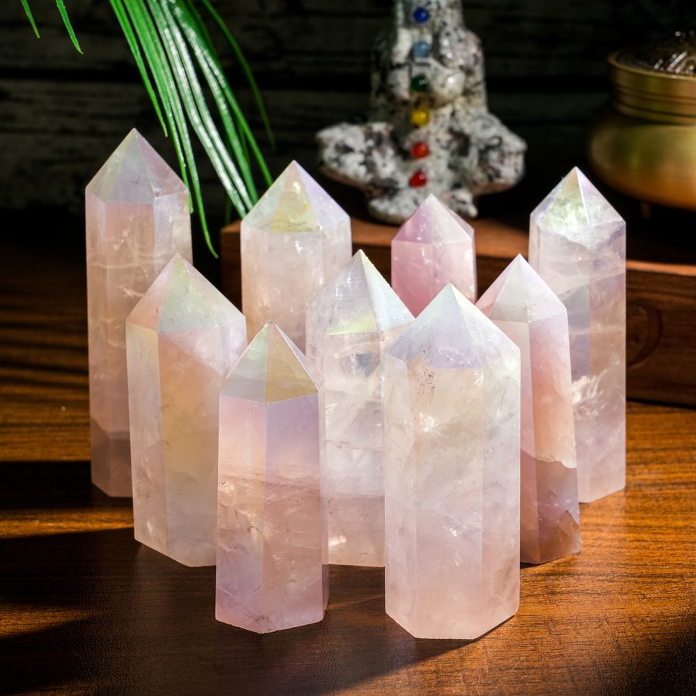 Aura Rose Quartz Crystal Tower wholesale crystal tower product photo 4