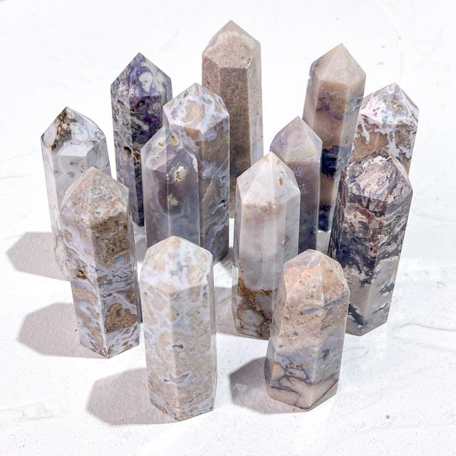 Blue Flower Agate Crystal Tower wholesale crystal tower product photo 1