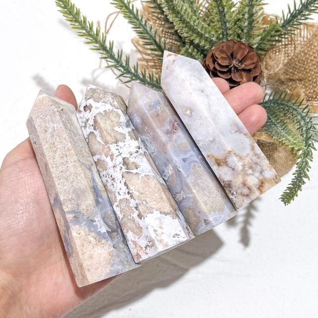 Blue Flower Agate Crystal Tower wholesale crystal tower product photo 4