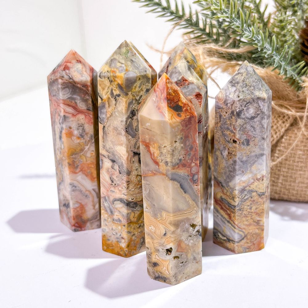 Crazy Lace Agate Crystal Tower wholesale crystal tower product photo 1