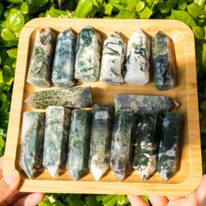 Moss Agate Crystal Tower wholesale crystal tower product photo 2