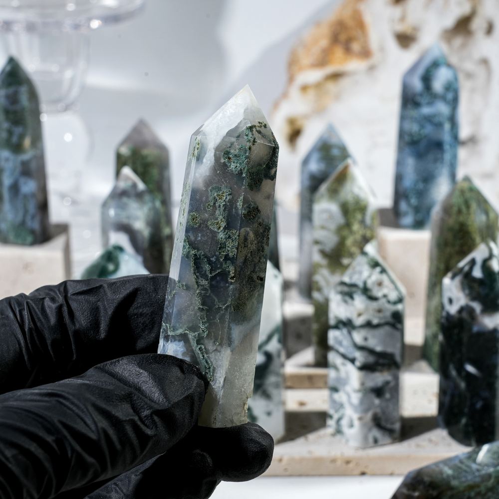 Moss Agate Crystal Tower wholesale crystal tower product photo 3