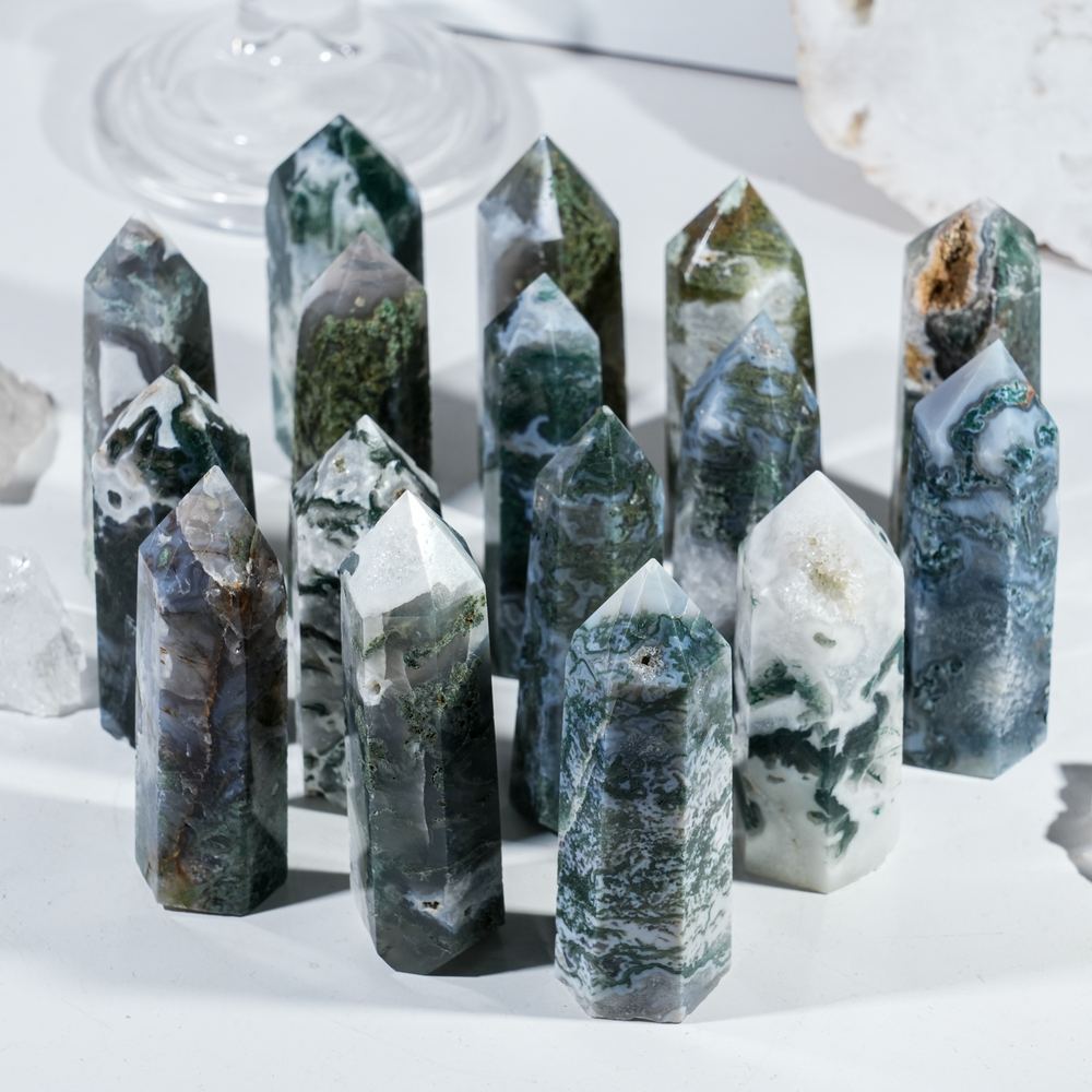 Moss Agate Crystal Tower wholesale crystal tower product photo 4