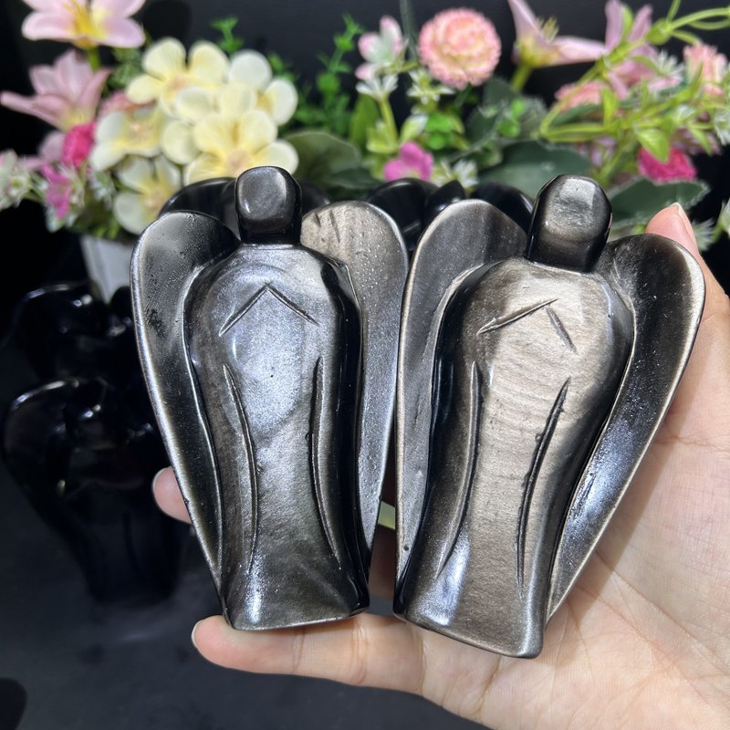 Silver Sheen Obsidian Angel Crystal Carving wholesale product photo 1