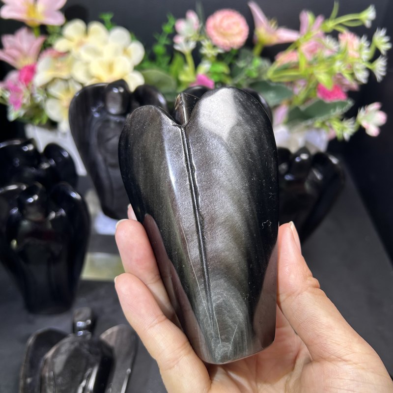Silver Sheen Obsidian Angel Crystal Carving wholesale product photo 2