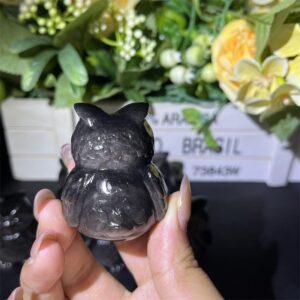 Silver Sheen Obsidian Owl Crystal Carving wholesale product photo 2
