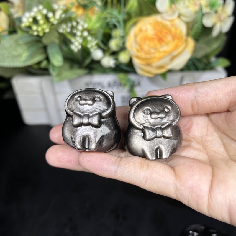 Silver Sheen Obsidian Sitting Seal Crystal Carving wholesale product photo 4