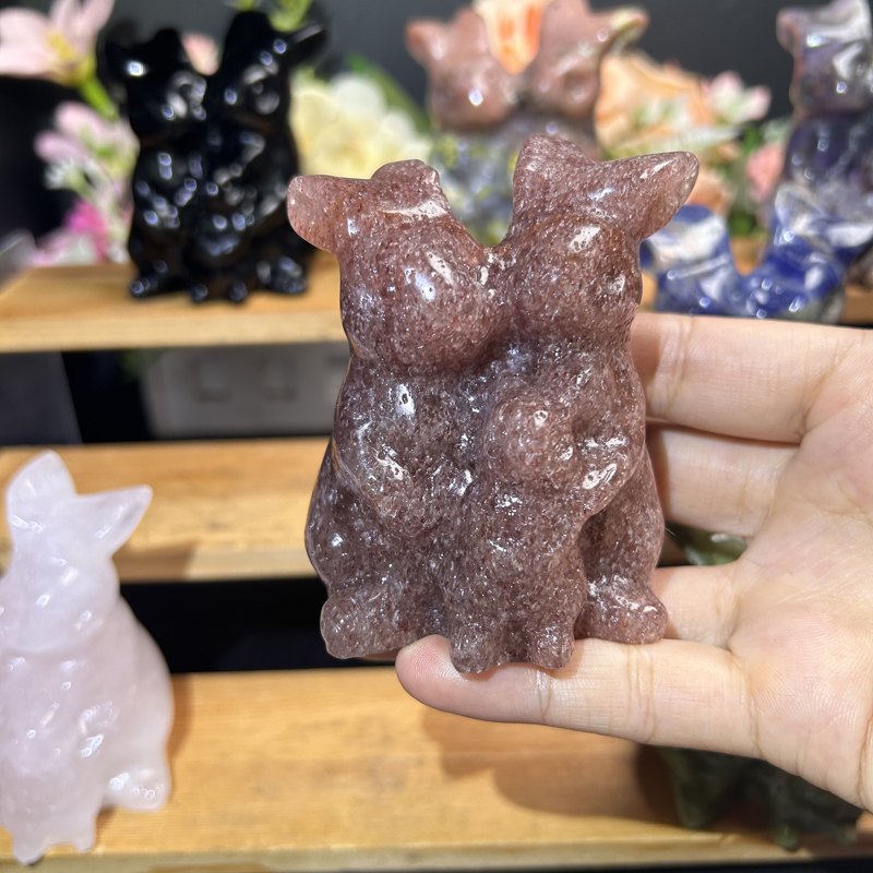 Twin Rabbits Crystal Carving wholesale product photo 3