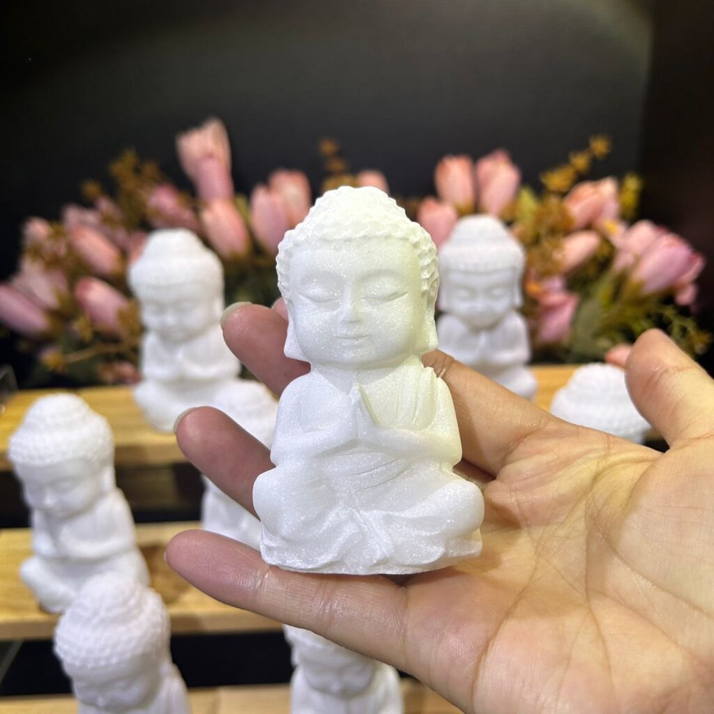 White Marble Baby Buddha Crystal Carving wholesale product photo 3
